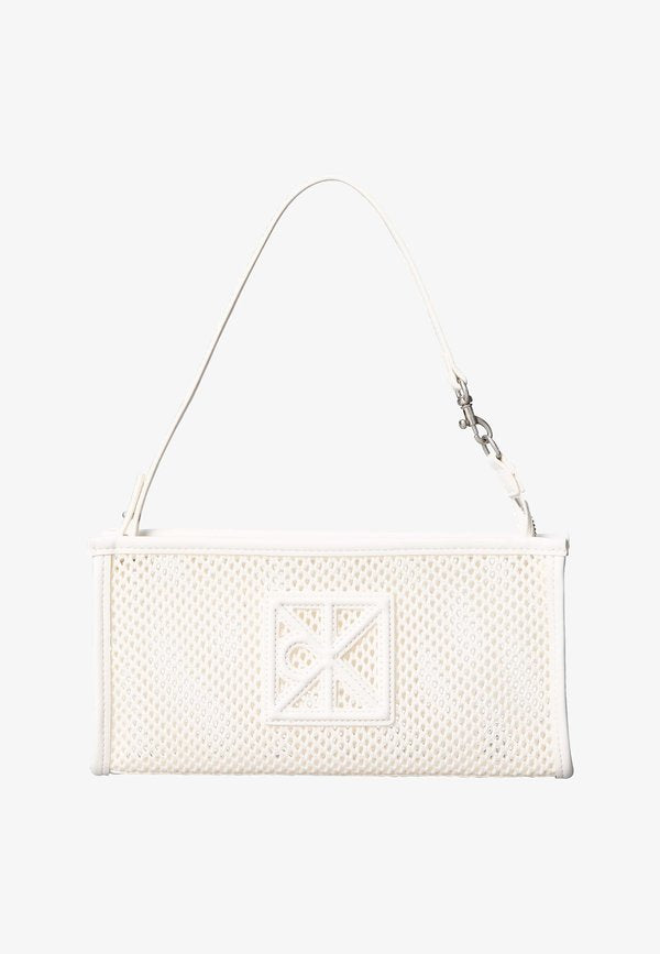 Calvin Klein EMBLEM CONVERTIBLE - Handbag - white alyssum