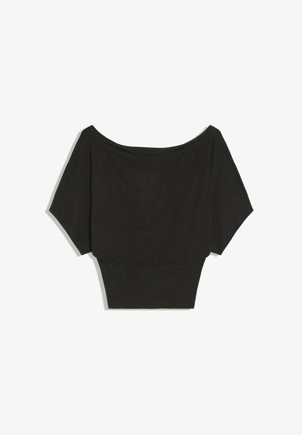 Bershka ASYMMETRIC NECK - SWEATER - Print T-shirt - black