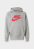 Nike Sportswear CLUB - Hoodie - grey heather/smoke grey/university red