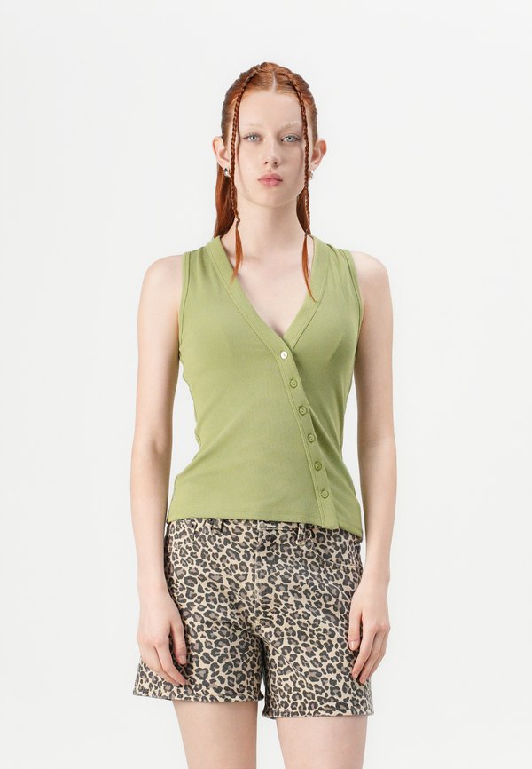 Abercrombie & Fitch BARE POWDERED BUTTON THROUGH LONGLINE VEST