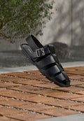 Calvin Klein SQUARE FLAT FISHERMAN - Sandals - triple black