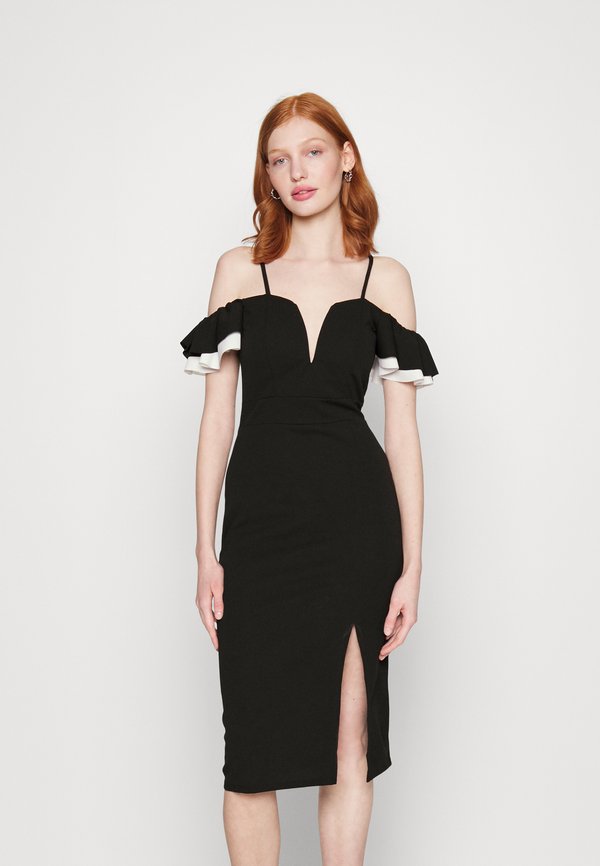 WAL G. SIMAH FRILL MIDI DRESS