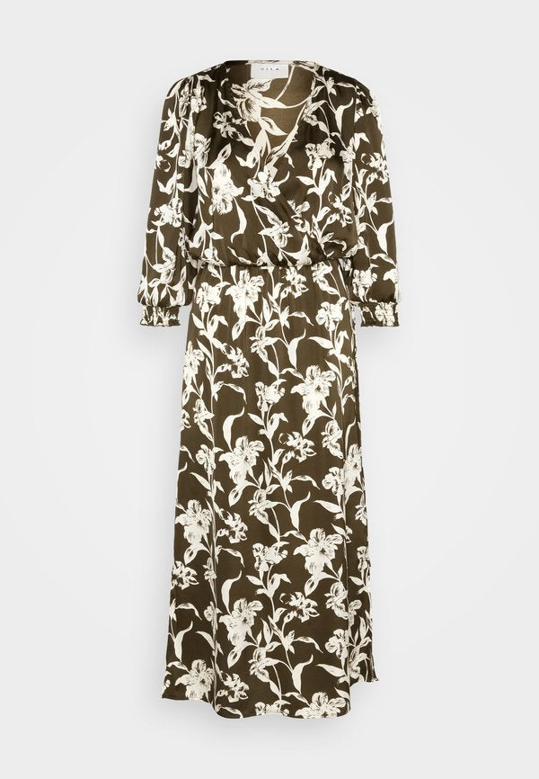 VILA VIJILIA SIRI 3/4 FAKE WRAP MIDI DRESS