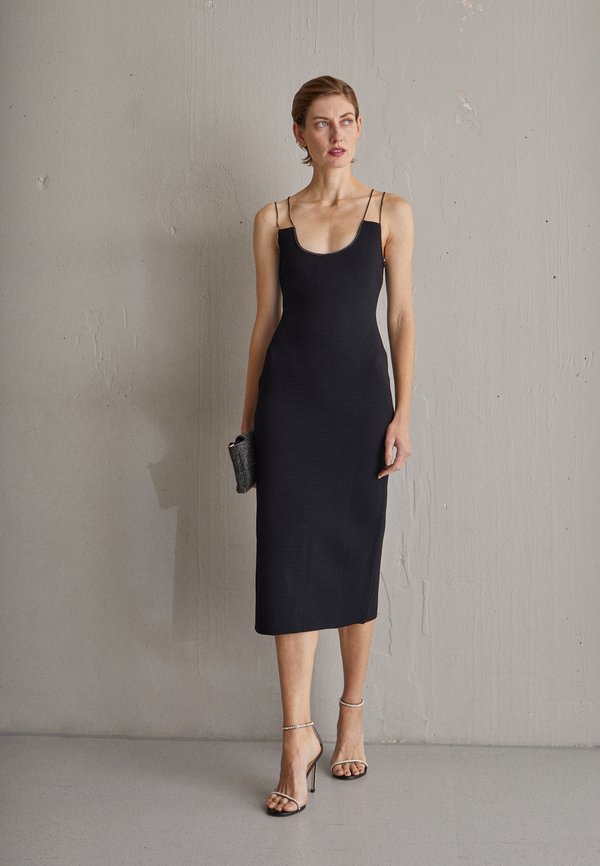 Hervé Léger OTTOMAN MIDI DRESS CRYSTAL CHAIN