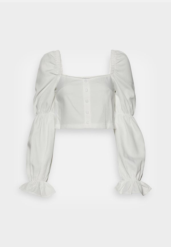 IN THE STYLE BILLIE FAIERS WHITE PUFF SLEEVE PEARL BUTTON