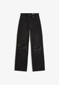 Bershka RIPPED - Wide Leg - black