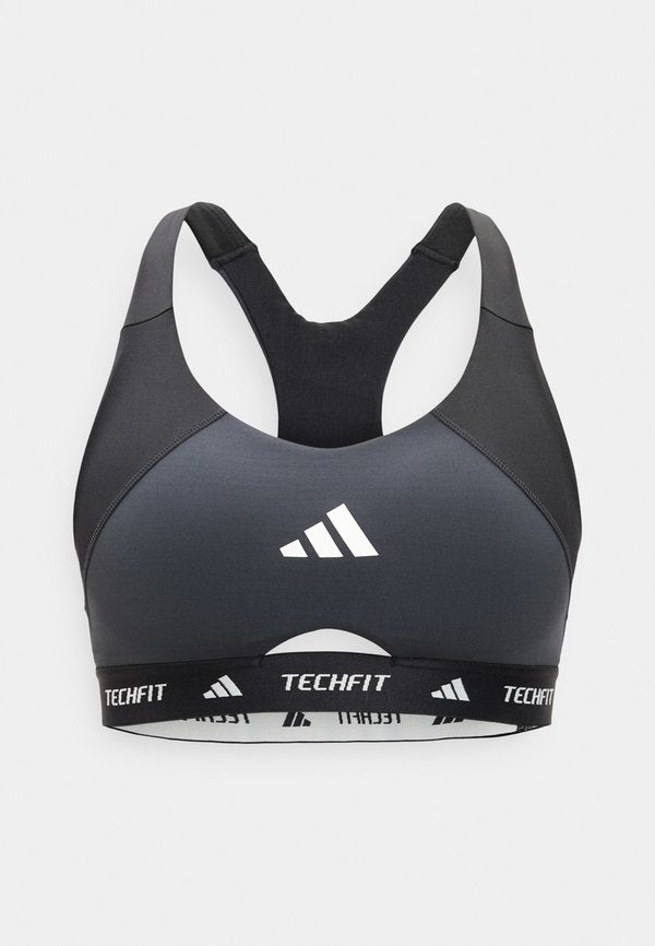 adidas Performance TECHFIT WORKOUT COLOR BLOCK MEDIUM SUPPORT BRA - Medium support sports bra - black/carbon