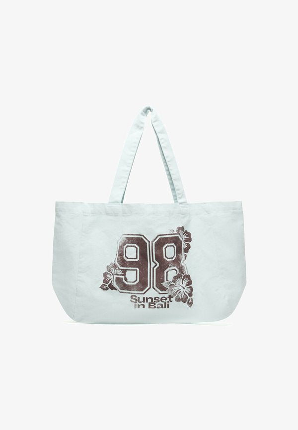 Bershka PRINTED TOTE BAG - Tote bag - dark blue