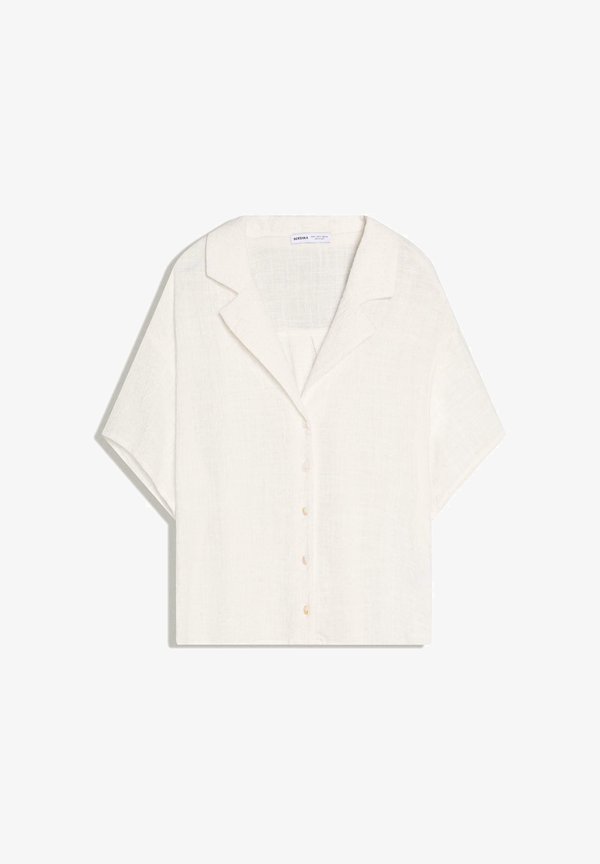 Bershka RUSTIC - Button-down blouse - white