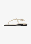 Tommy Hilfiger LEATHER TH MONOGRAM GOLD-TONE HEEL SANDALS - T-bar sandals - classic beige