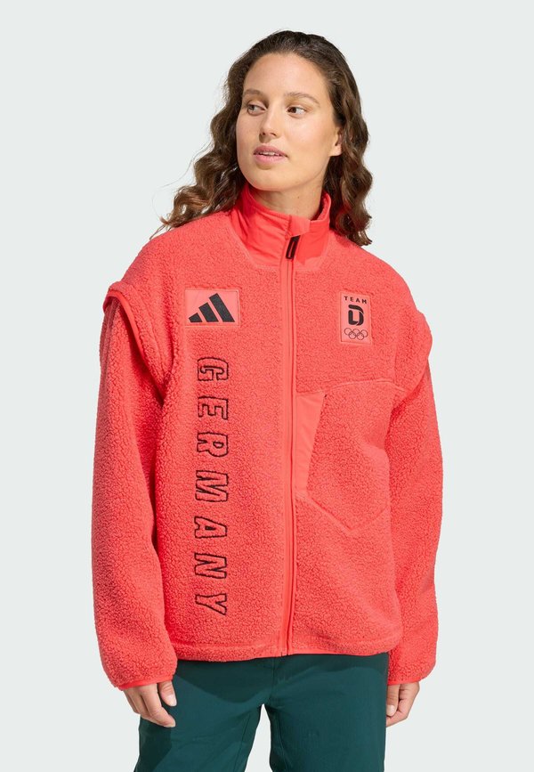 adidas Performance TEAM D XPLORIC HIGH PILE - Fleece jacket - semi lucid red
