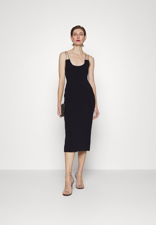 Hervé Léger OTTOMAN MIDI DRESS CRYSTAL CHAIN