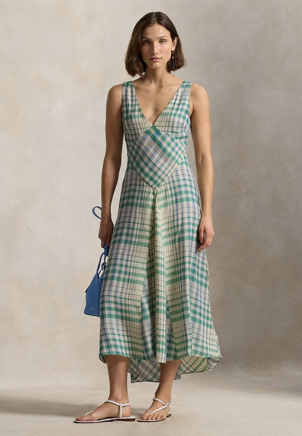 Polo Ralph Lauren PLAID PANELED SLEEVELESS DRESS
