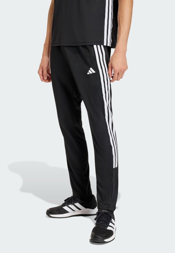 adidas Performance WORKOUT ESSENTIALS ALL-SET 3 STRIPES KNIT - Tracksuit bottoms - black/white