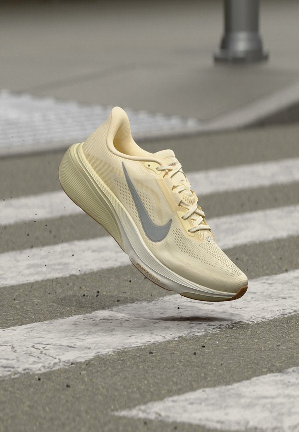 Nike Performance AIR ZOOM PEGASUS 42 ESS - Trail running shoes - coconut milk/mtlc silver colouredlt khaki/gum lt brown/filbert