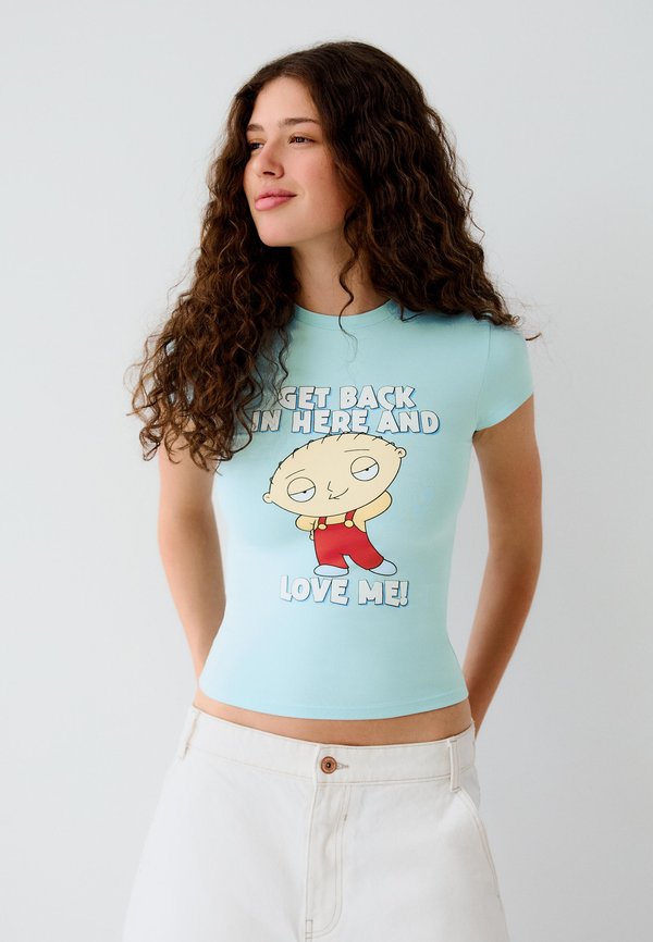 Bershka TSHIRT - Print T-shirt - light blue
