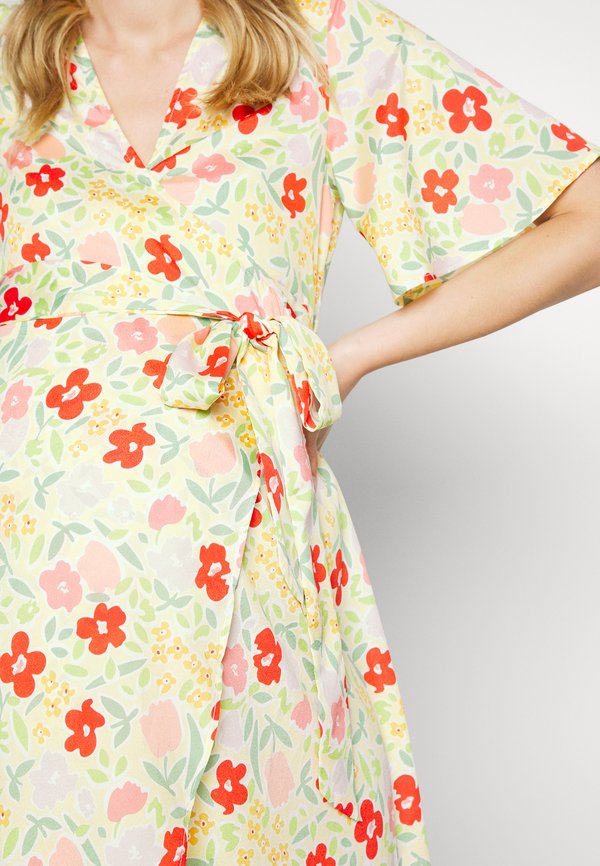 Glamorous Bloom MIDI WRAP DRESS WITH  SLEEVES TIE DETAIL