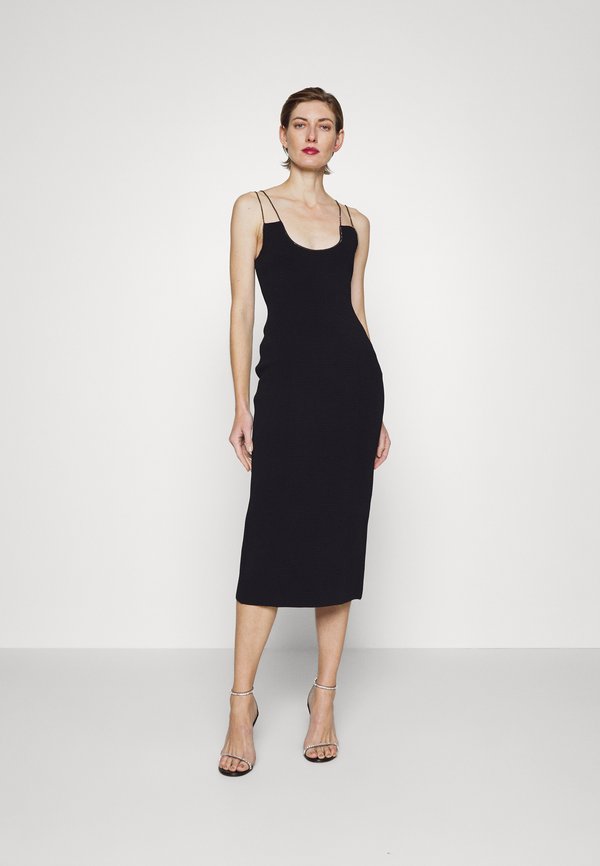Hervé Léger OTTOMAN MIDI DRESS CRYSTAL CHAIN