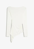 Bershka ASYMMETRIC GATHERED LONG SLEEVE - T-SHIRT - Long sleeved top - white