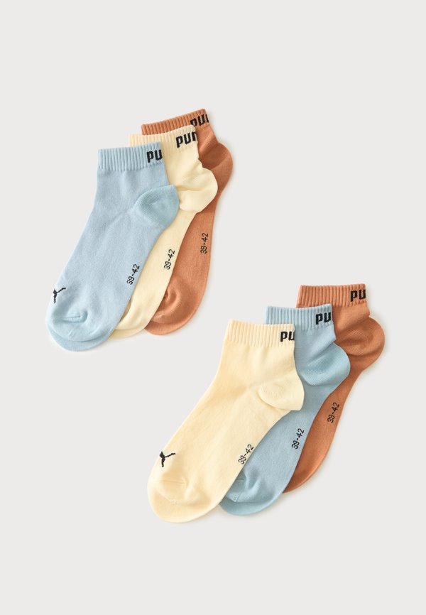Puma QUARTER PLAIN UNISEX 6 PACK - Sports socks - blue/soft yellow/cinnabar