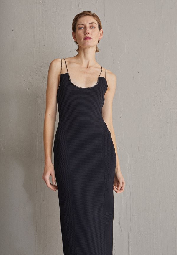 Hervé Léger OTTOMAN MIDI DRESS CRYSTAL CHAIN