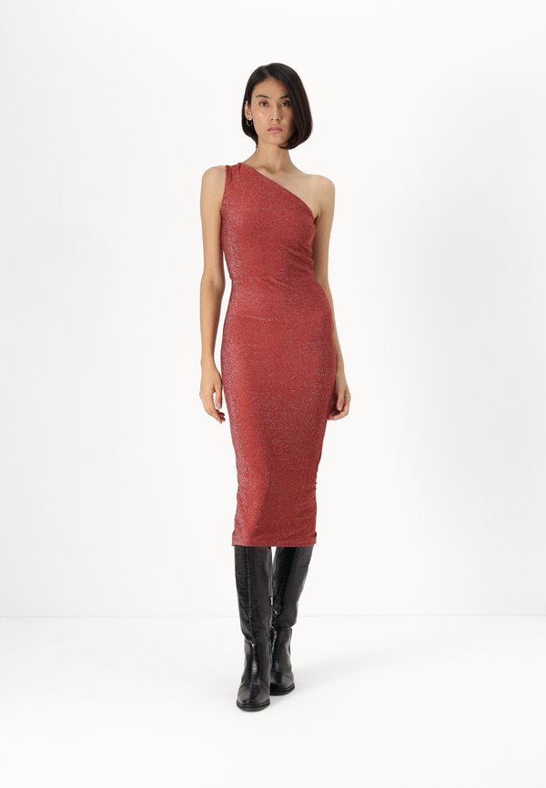 WAL G TALL MELODY ONE SHOULDER GLITTER MIDI
