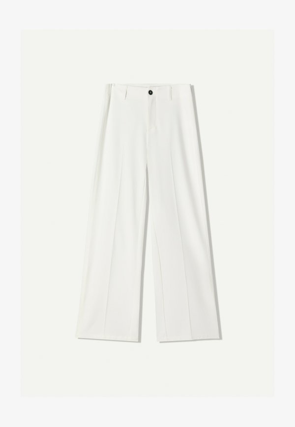 Bershka WIDE - Trousers - white