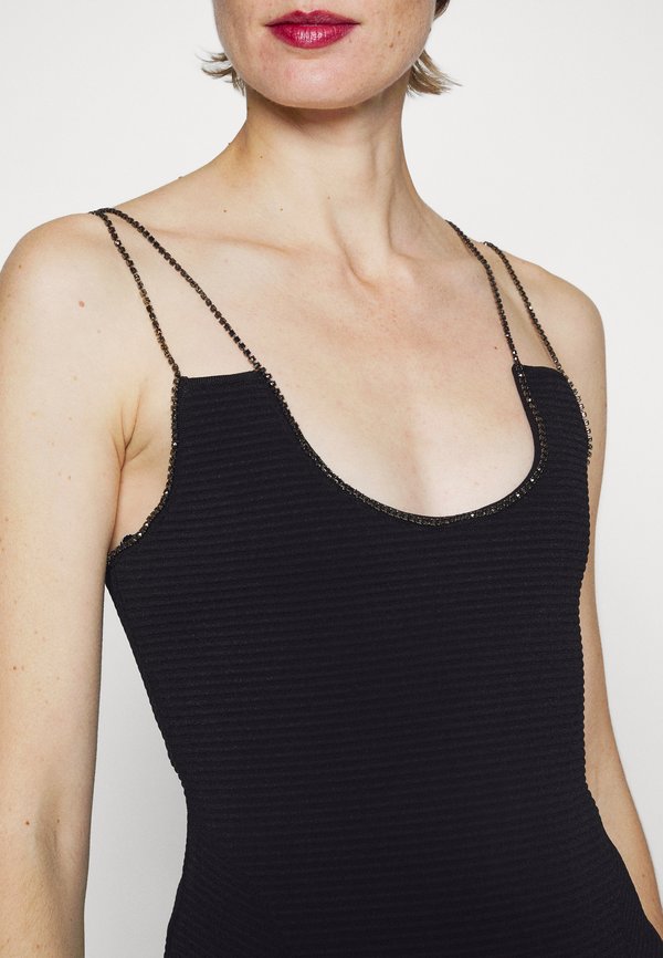 Hervé Léger OTTOMAN MIDI DRESS CRYSTAL CHAIN