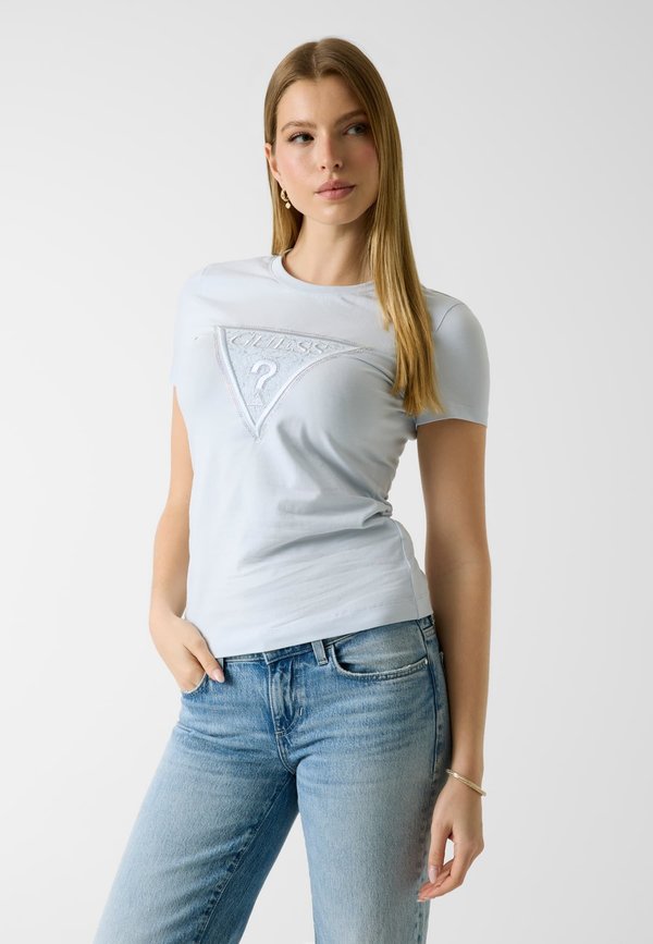 Guess SPITZEN-DREIECK-LOGO - Print T-shirt - hellblau