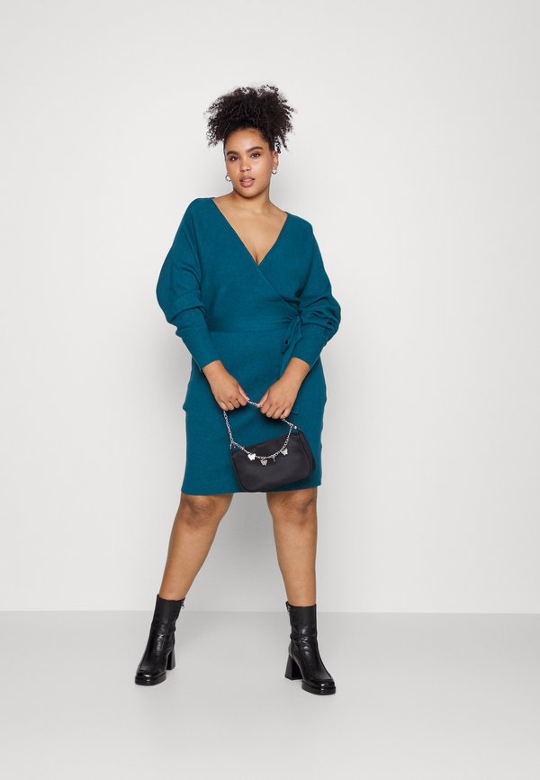 Anna Field Curvy by Zalando WRAP V AUSSCHNITT MINI STRICKKLEID MIT GÜRTEL