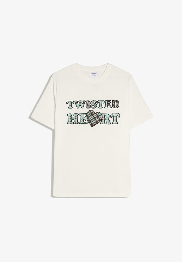 Bershka PATCHED SHORT SLEEVE - Print T-shirt - white