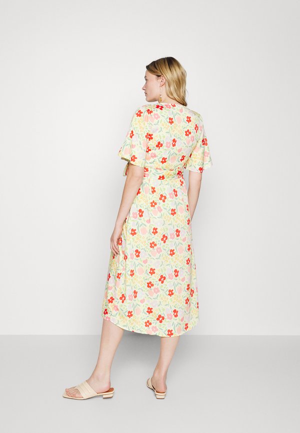 Glamorous Bloom MIDI WRAP DRESS WITH  SLEEVES TIE DETAIL