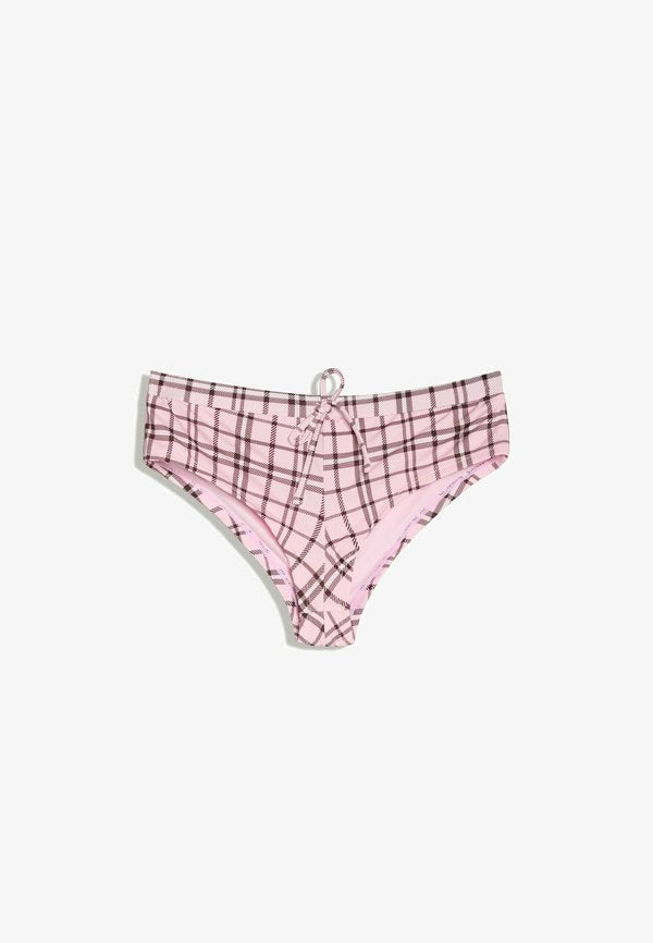Bershka CHECKED CULOTTE BIKINI BRIEFS - Briefs - light pink