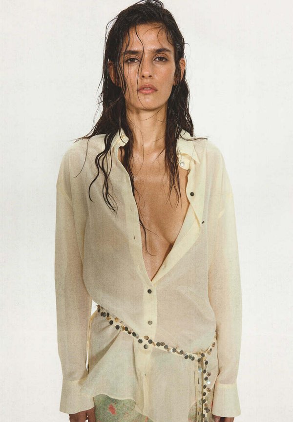Mango ADULT - Button-down blouse - beige