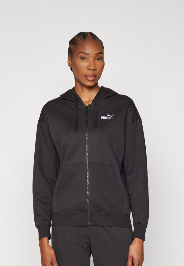 Puma SMALL LOGO COMFORT FULL-ZIP HOODIE - Zip-up sweatshirt - black
