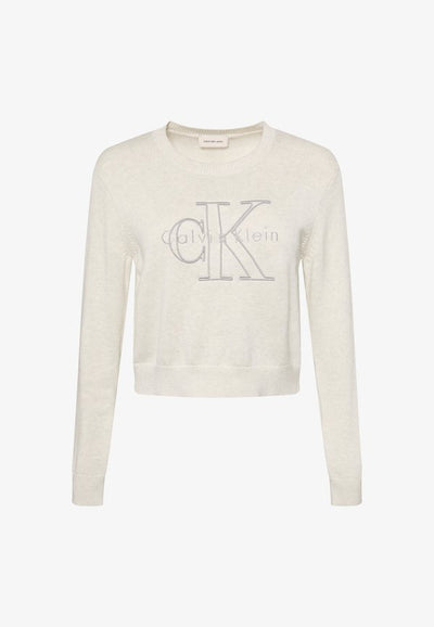 Calvin Klein Jeans LOGO OUTLINE TOP - Jumper - light grey heather