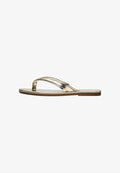 Bershka THONG-TOE - FLAT SANDALS - T-bar sandals - gold-coloured