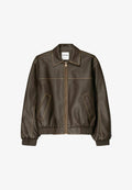 Bershka Faux leather jacket - dark brown