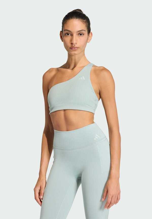 adidas Performance OPTIME WORKOUT RIB ONE SHOULDER - Light support sports bra - sage