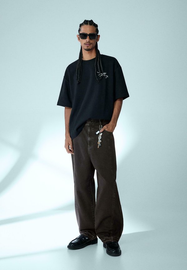 Bershka SUPER BAGGY - Baggy Jeans - black