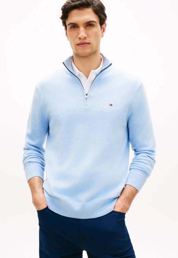 Tommy Hilfiger QUARTER ZIP MOCK NECK - Jumper - vessel blue heather