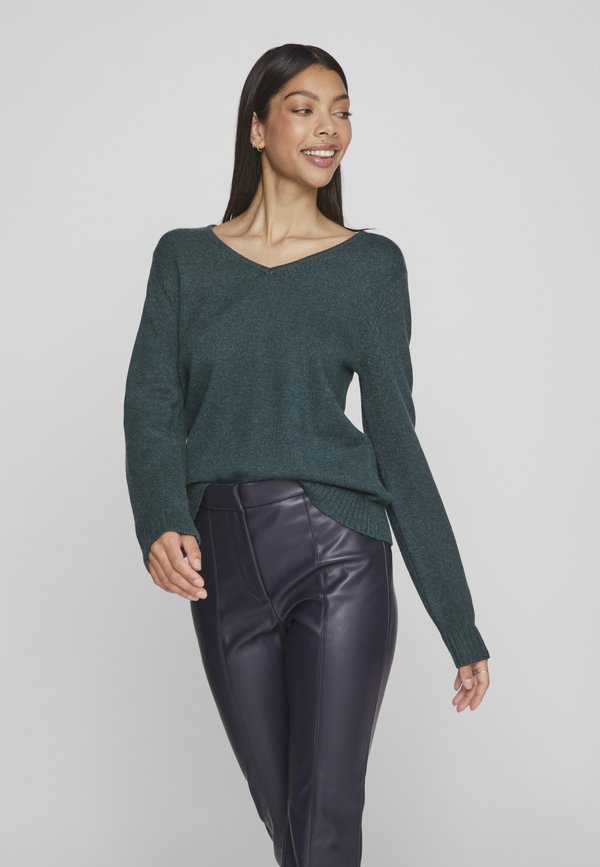 VILA VIRIL V-NECK L/S KNIT TOP - NOOS