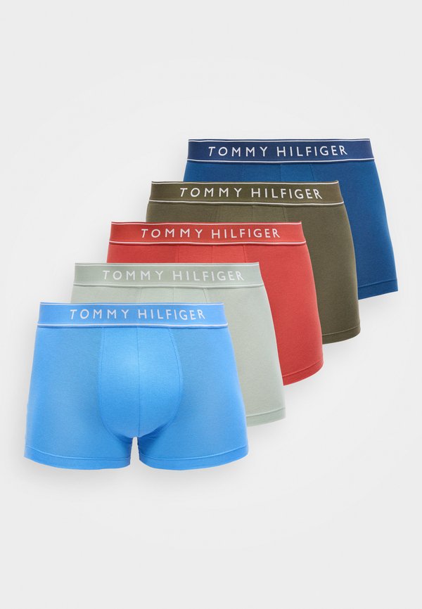 Tommy Hilfiger 5-PACK ESSENTIAL REPEAT LOGO WAISTBAND TRUNKS - Trunks - grey/army green/blue/red