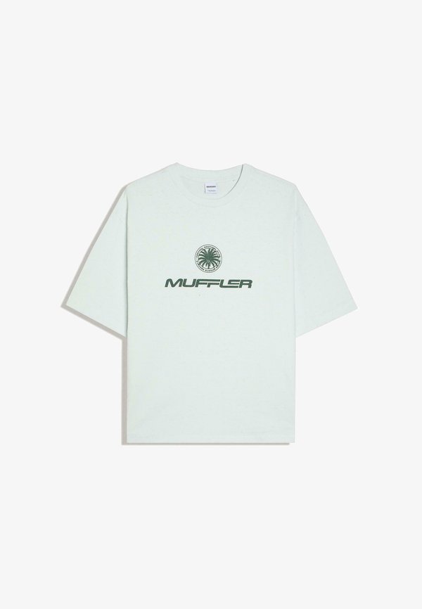 Bershka BOXY FIT PRINT T-SHIRT - Print T-shirt - light blue