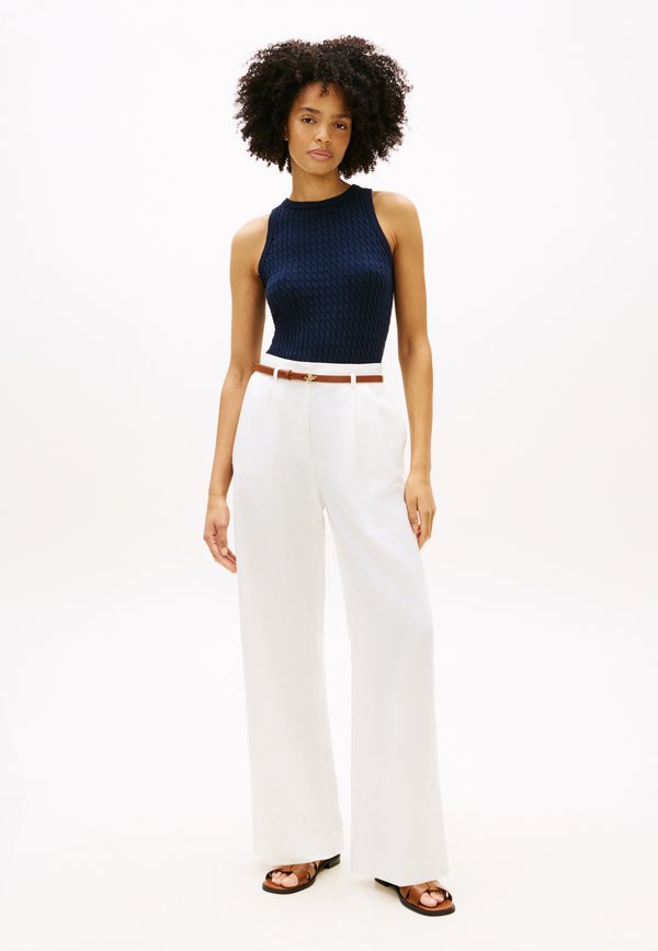 Tommy Hilfiger LINEN BLEND BELTED WIDE LEG TROUSERS