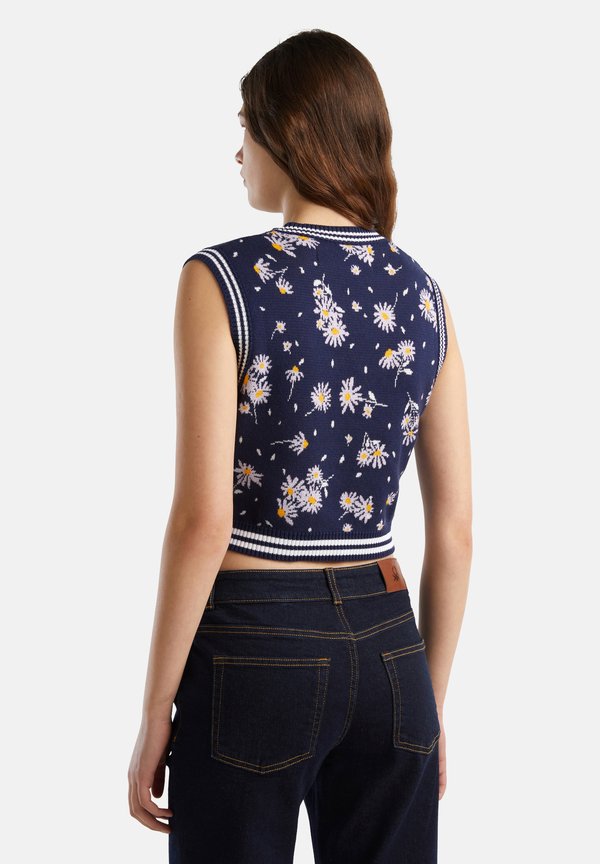 United Colors of Benetton CREW NECK CROPPED FIT JACQUARD PATTERN WITH FLORAL MOTIF
