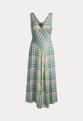 Polo Ralph Lauren PLAID PANELED SLEEVELESS DRESS