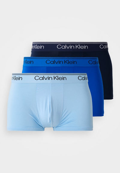Calvin Klein Underwear LOW RISE TRUNK 3 PACK MICROFIBER STRETCH - Trunks - shoreline/royalty/blue bell