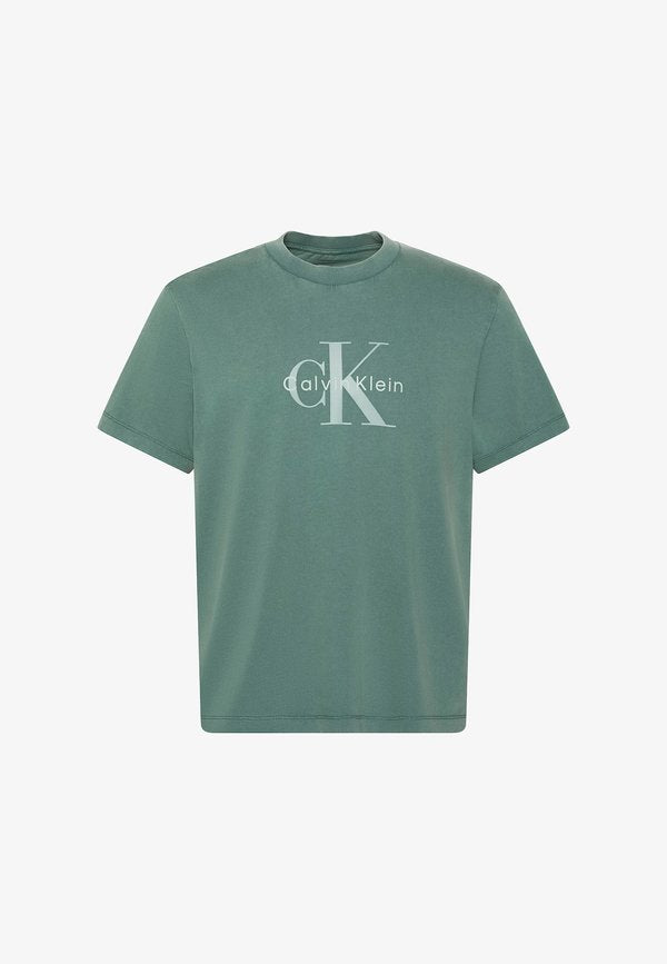 Calvin Klein Jeans SS 20S ACID WASH MONOLOGO GRAPHI - Print T-shirt - mallard green