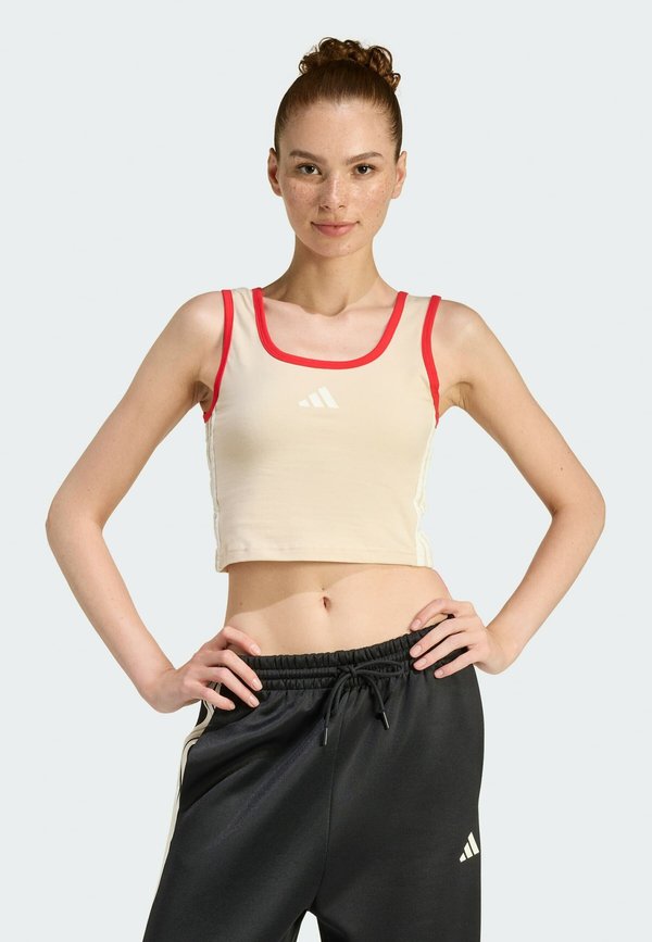 adidas Sportswear STADIUM TANK - Top - crystal linen   pure ruby   off white